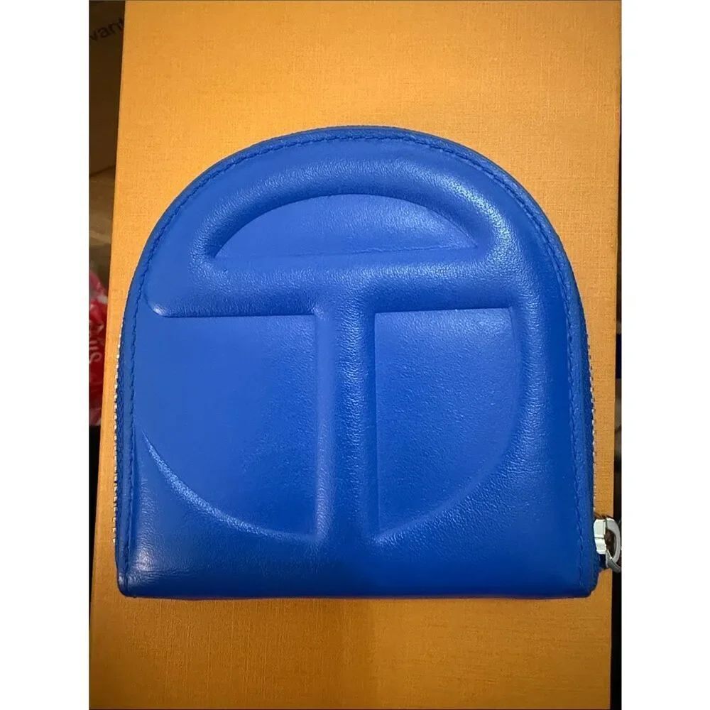 Telfar Zip Wallet with Embossed Logo in Blue